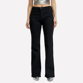 Mid-waist Retro Denim Bell-bottom Pants Stretch Multicolor